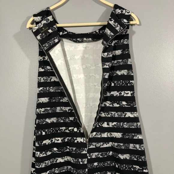 Worthington Sundress Sleeveless Dress Size S Black Stripe Flower Casual Work - Picture 8 of 12